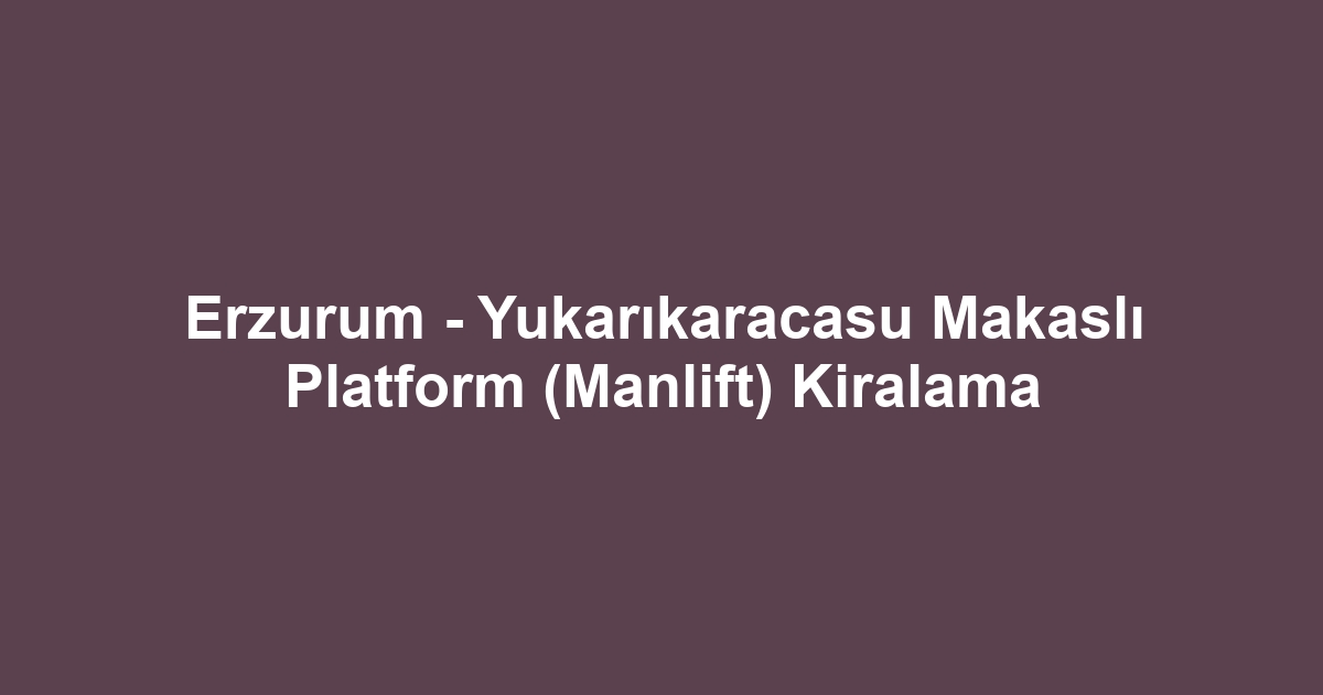 Erzurum - Yukarıkaracasu Makaslı Platform (Manlift) Kiralama
