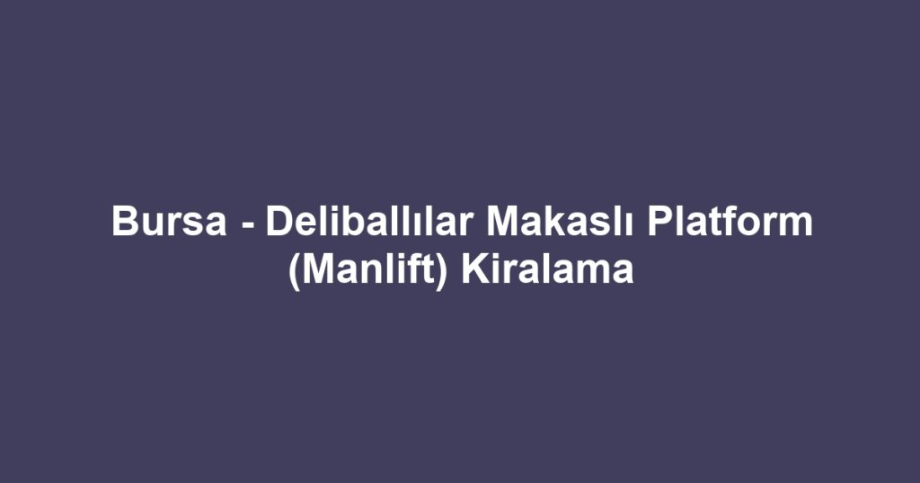 Bursa - Deliballılar Makaslı Platform (Manlift) Kiralama