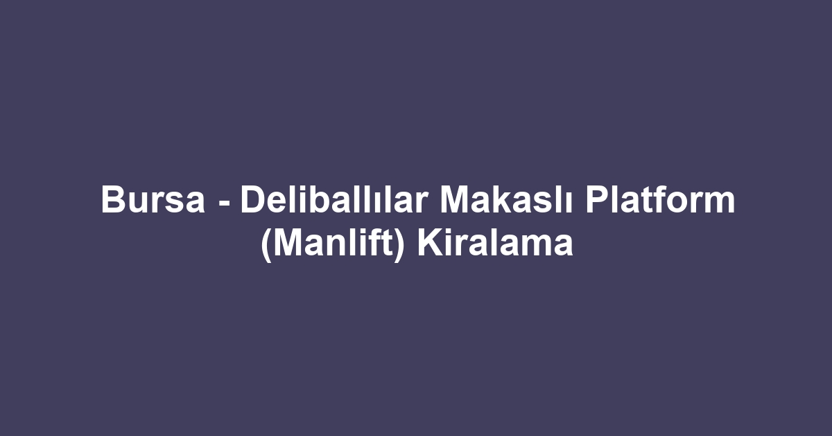Bursa - Deliballılar Makaslı Platform (Manlift) Kiralama