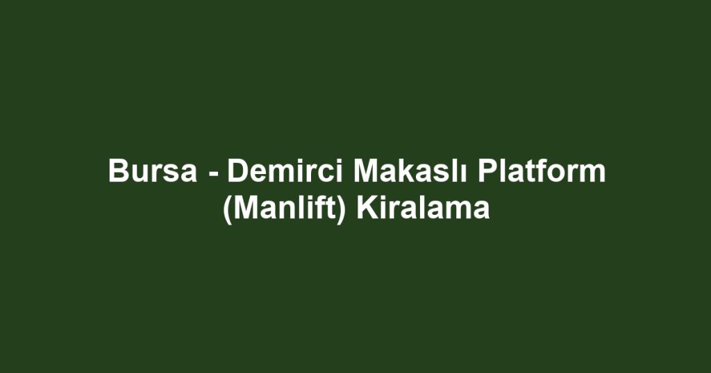 Bursa - Demirci Makaslı Platform (Manlift) Kiralama