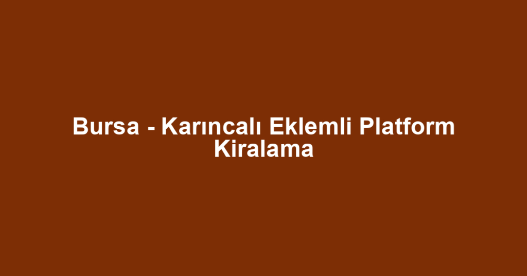 Bursa - Karıncalı Eklemli Platform Kiralama