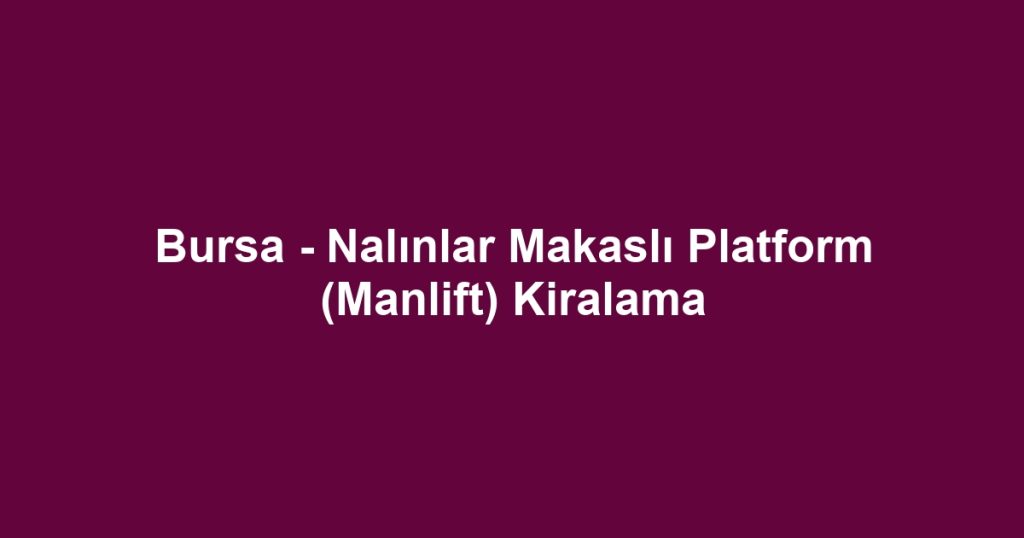 Bursa - Nalınlar Makaslı Platform (Manlift) Kiralama