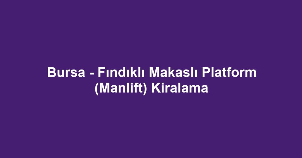 Bursa - Fındıklı Makaslı Platform (Manlift) Kiralama