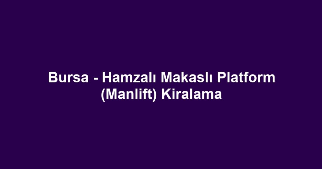 Bursa - Hamzalı Makaslı Platform (Manlift) Kiralama