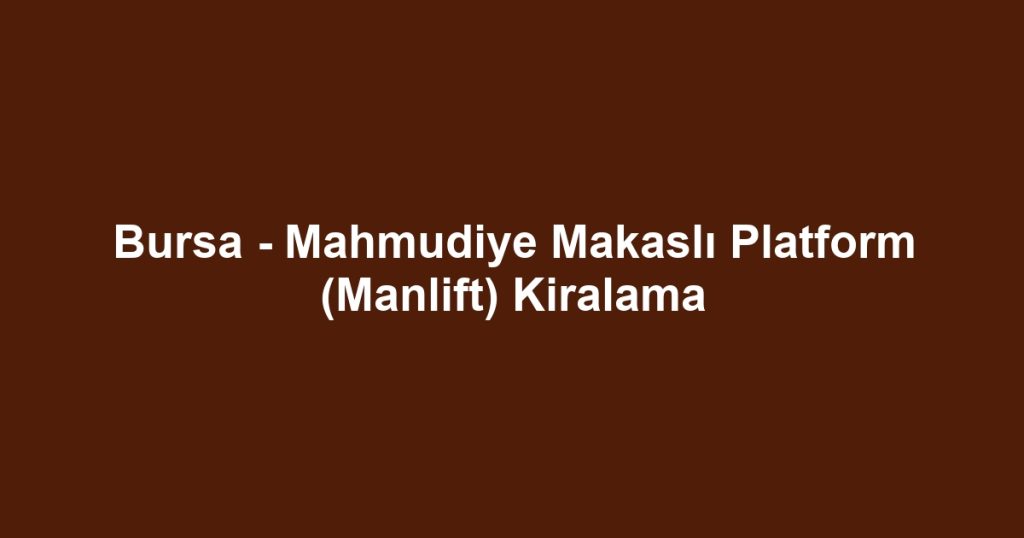 Bursa - Mahmudiye Makaslı Platform (Manlift) Kiralama