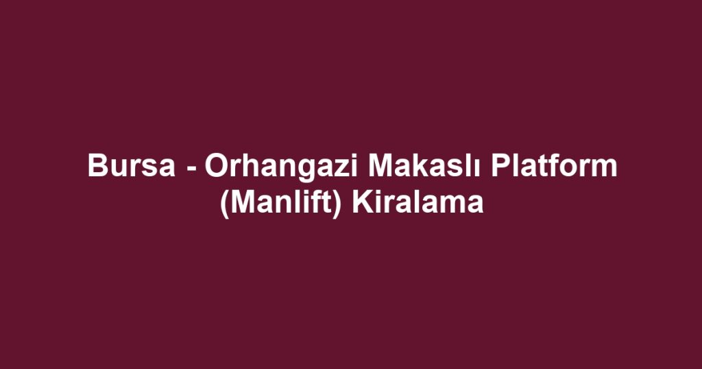 Bursa - Orhangazi Makaslı Platform (Manlift) Kiralama