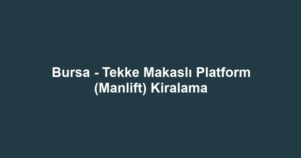Bursa - Tekke Makaslı Platform (Manlift) Kiralama