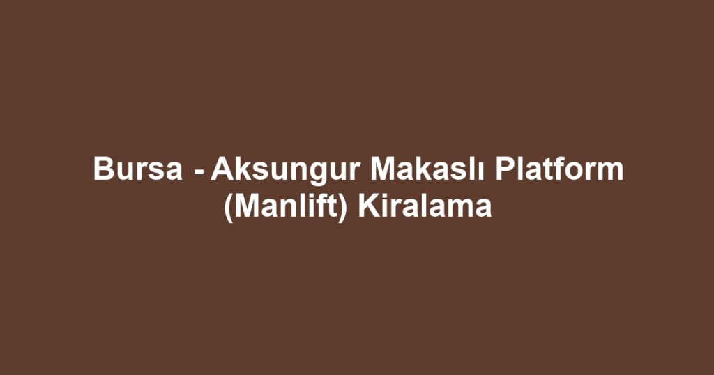 Bursa - Aksungur Makaslı Platform (Manlift) Kiralama