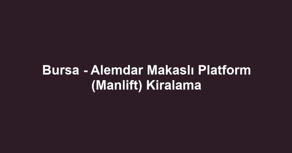 Bursa - Alemdar Makaslı Platform (Manlift) Kiralama