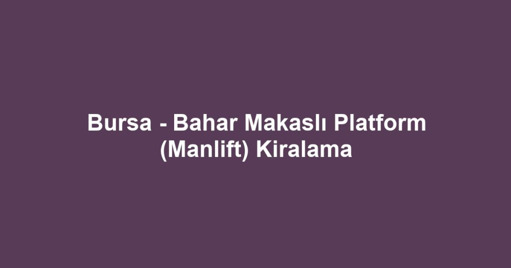 Bursa - Bahar Makaslı Platform (Manlift) Kiralama