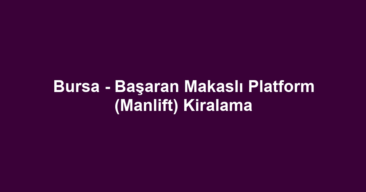 Bursa - Başaran Makaslı Platform (Manlift) Kiralama