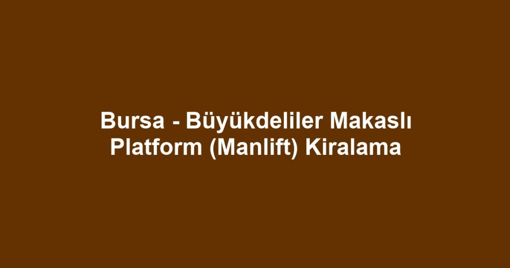 Bursa - Büyükdeliler Makaslı Platform (Manlift) Kiralama