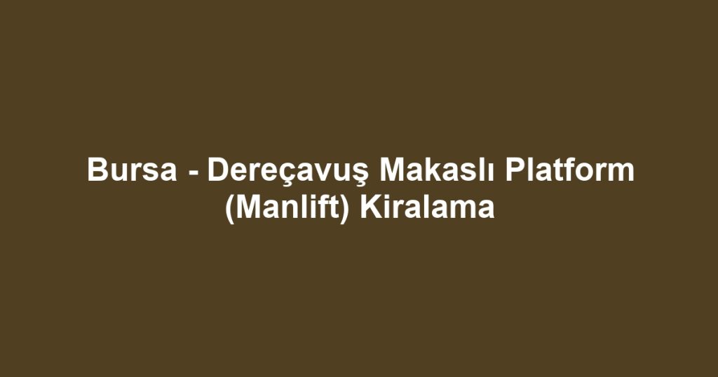 Bursa - Dereçavuş Makaslı Platform (Manlift) Kiralama