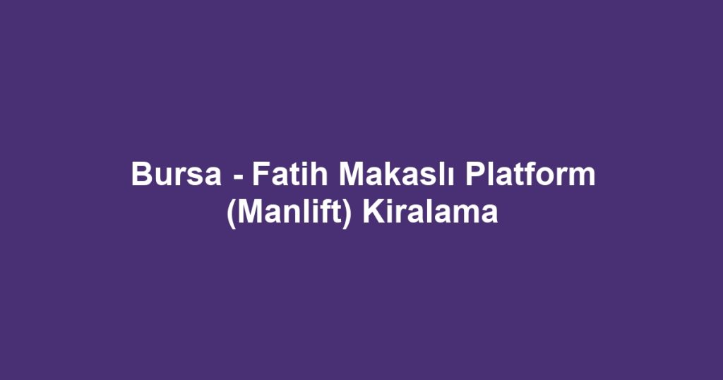 Bursa - Fatih Makaslı Platform (Manlift) Kiralama