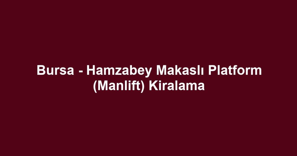 Bursa - Hamzabey Makaslı Platform (Manlift) Kiralama