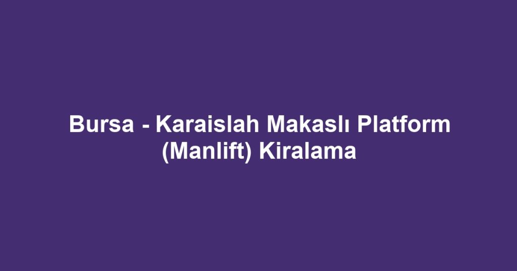 Bursa - Karaislah Makaslı Platform (Manlift) Kiralama