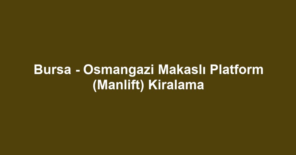 Bursa - Osmangazi Makaslı Platform (Manlift) Kiralama