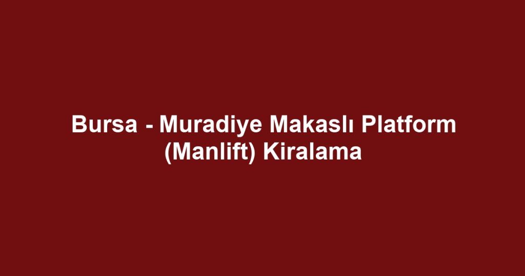 Bursa - Muradiye Makaslı Platform (Manlift) Kiralama