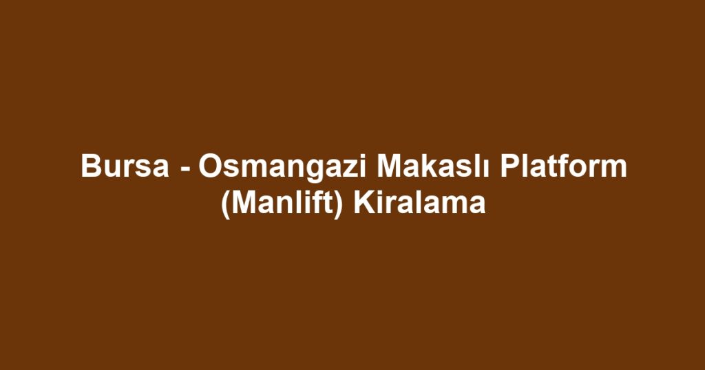 Bursa - Osmangazi Makaslı Platform (Manlift) Kiralama