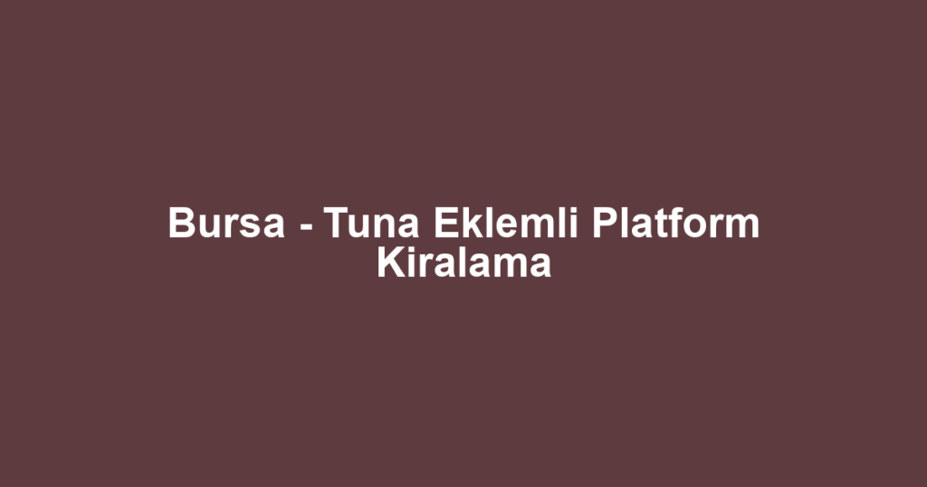Bursa - Tuna Eklemli Platform Kiralama