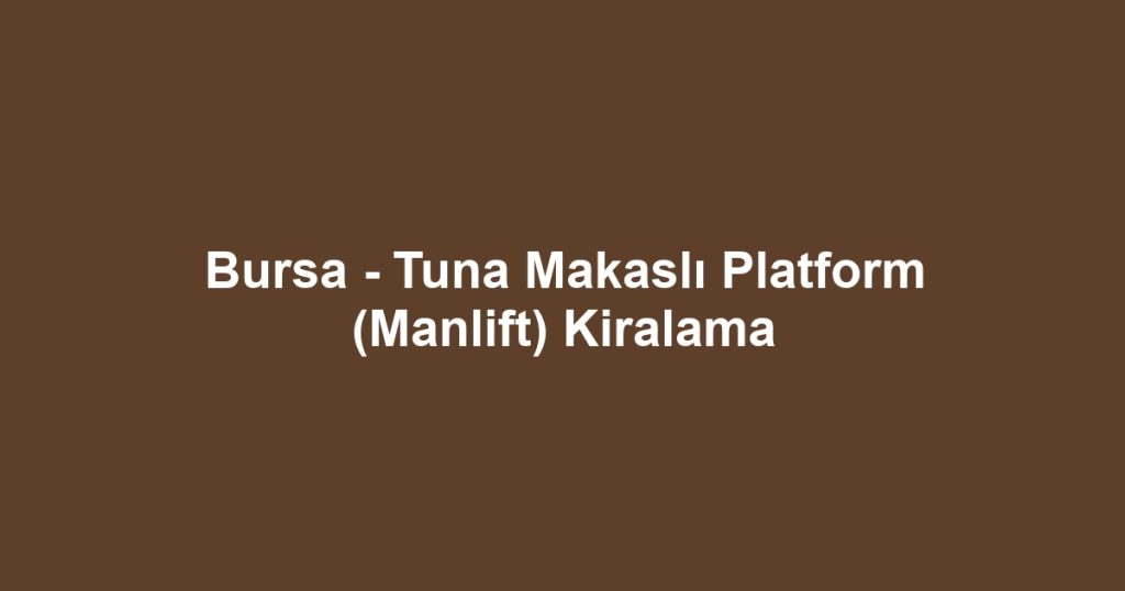 Bursa - Tuna Makaslı Platform (Manlift) Kiralama