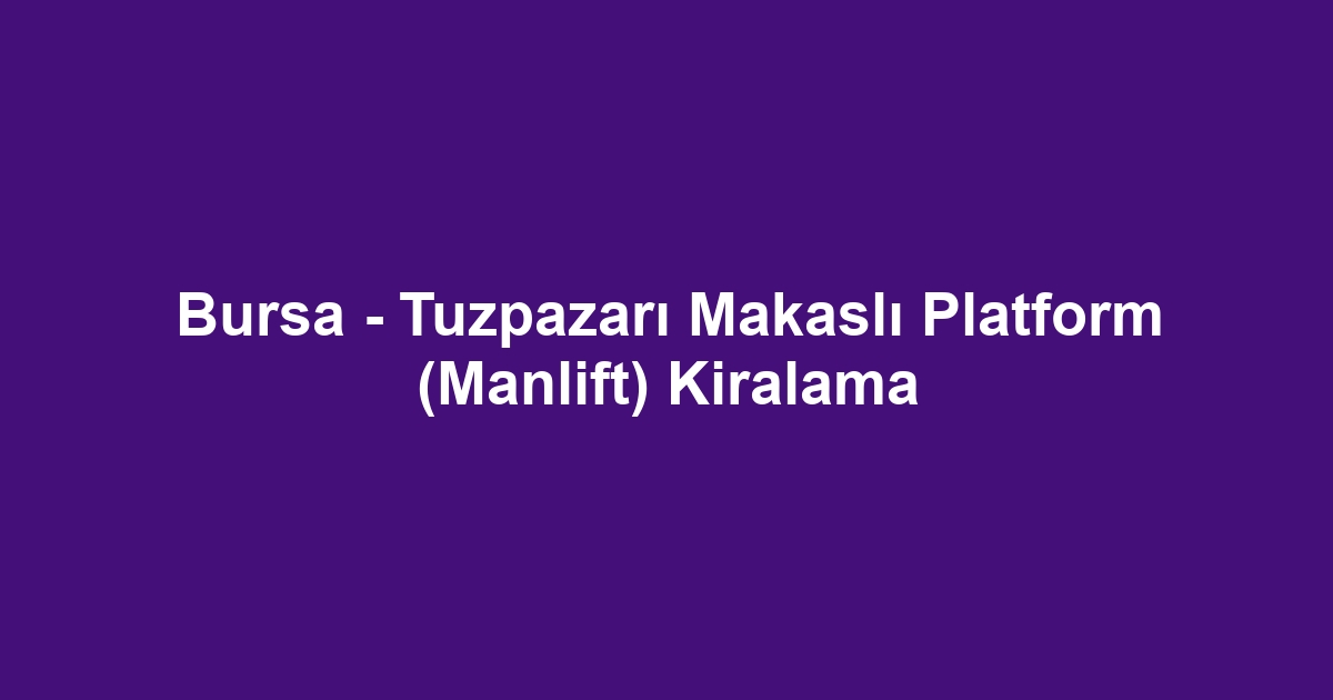 Bursa - Tuzpazarı Makaslı Platform (Manlift) Kiralama