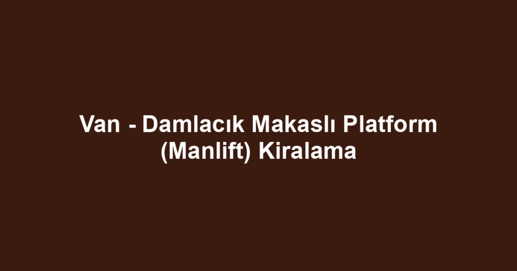 Van - Damlacık Makaslı Platform (Manlift) Kiralama