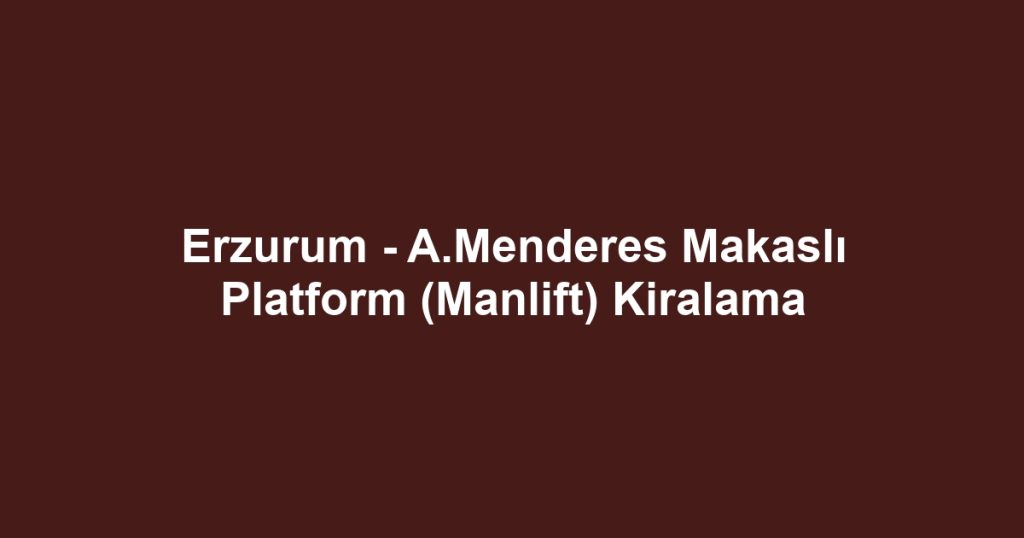 Erzurum - A.Menderes Makaslı Platform (Manlift) Kiralama