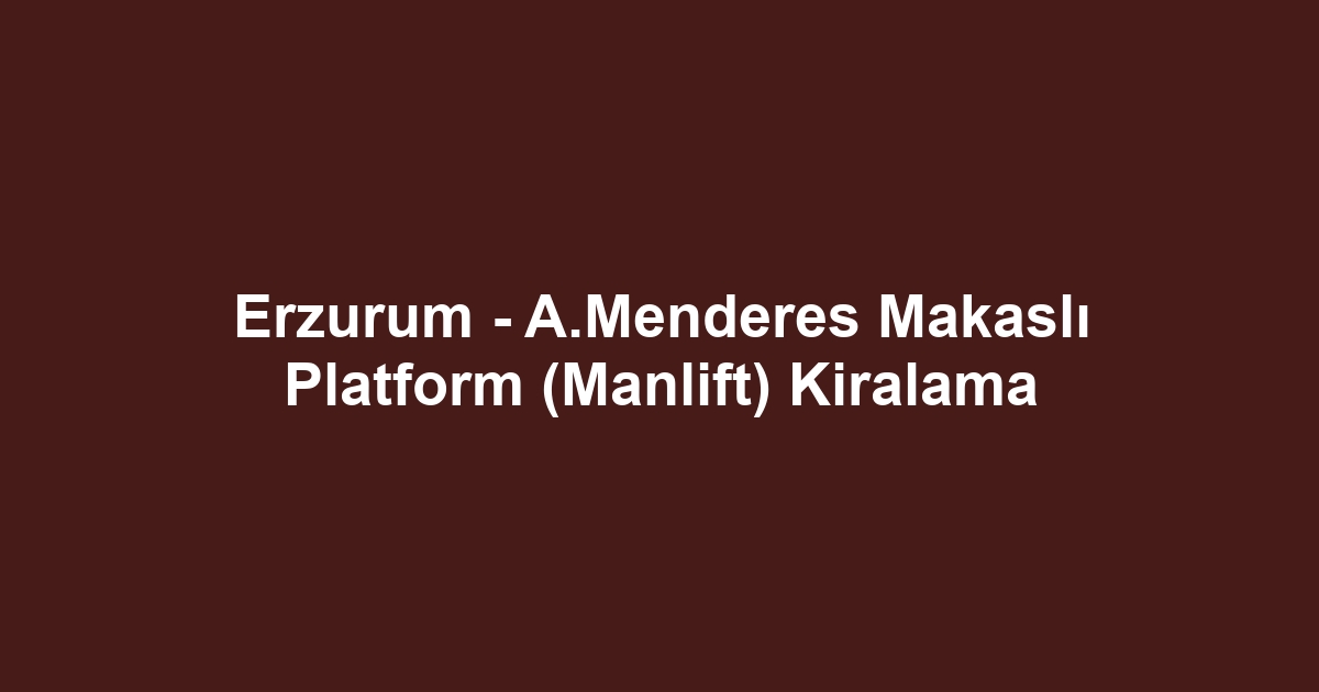 Erzurum - A.Menderes Makaslı Platform (Manlift) Kiralama