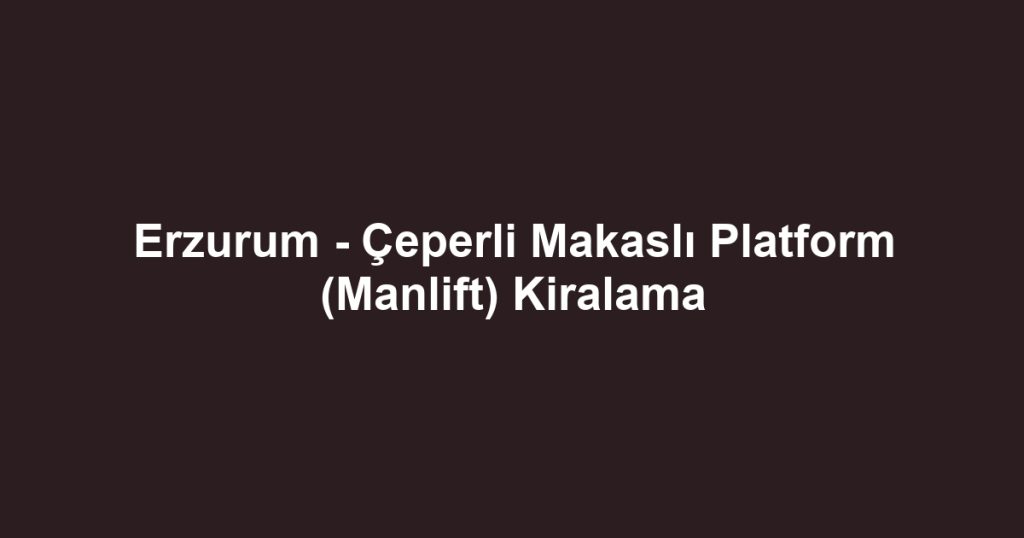 Erzurum - Çeperli Makaslı Platform (Manlift) Kiralama