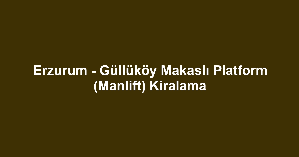 Erzurum - Güllüköy Makaslı Platform (Manlift) Kiralama