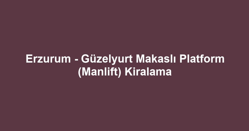 Erzurum - Güzelyurt Makaslı Platform (Manlift) Kiralama