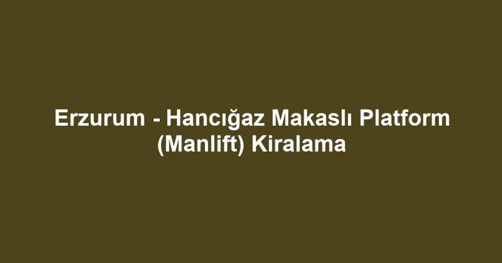 Erzurum - Hancığaz Makaslı Platform (Manlift) Kiralama