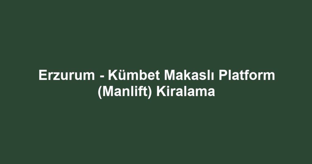 Erzurum - Kümbet Makaslı Platform (Manlift) Kiralama