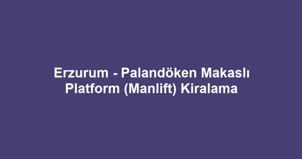 Erzurum - Palandöken Makaslı Platform (Manlift) Kiralama