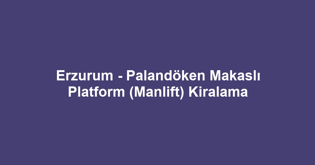 Erzurum - Palandöken Makaslı Platform (Manlift) Kiralama
