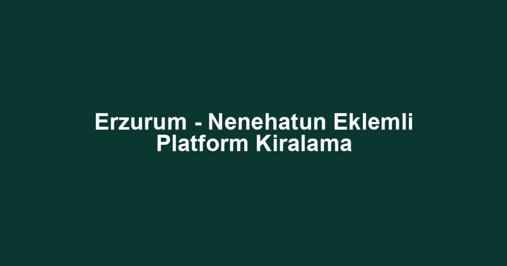 Erzurum - Nenehatun Eklemli Platform Kiralama
