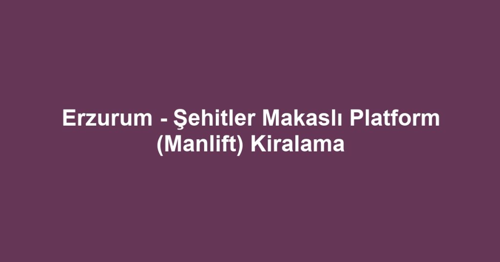 Erzurum - Şehitler Makaslı Platform (Manlift) Kiralama