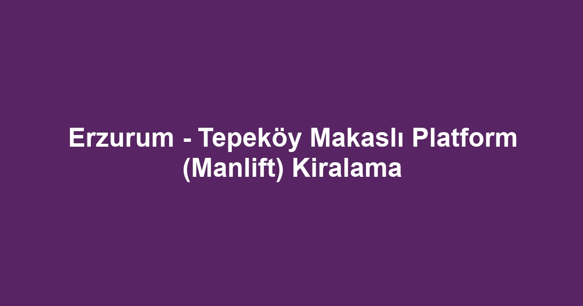 Erzurum - Tepeköy Makaslı Platform (Manlift) Kiralama