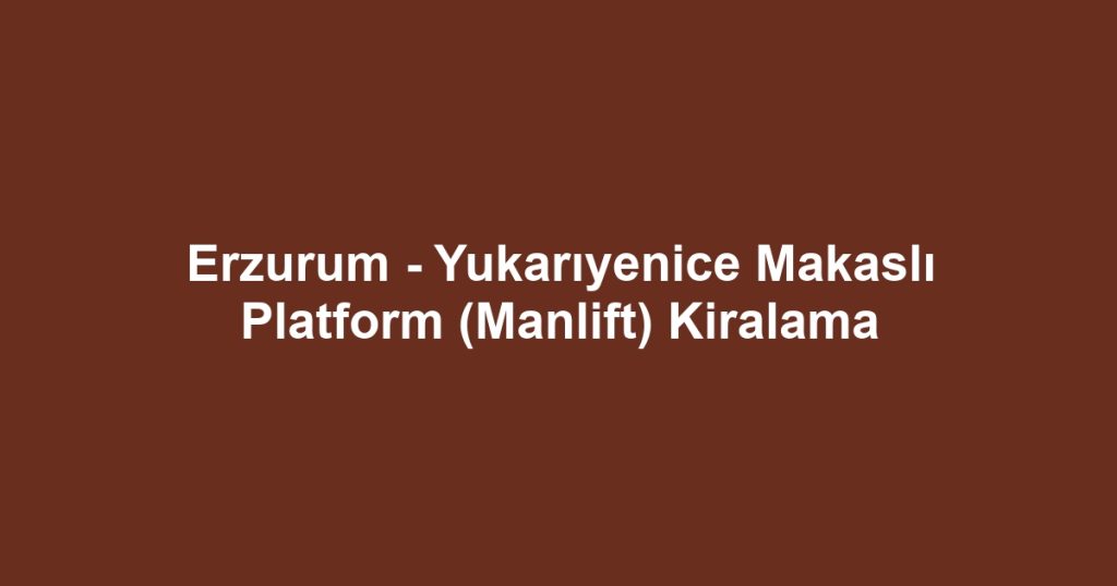 Erzurum - Yukarıyenice Makaslı Platform (Manlift) Kiralama