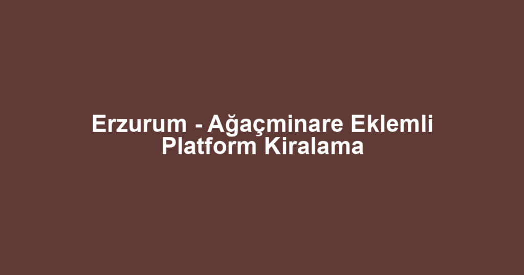 Erzurum - Ağaçminare Eklemli Platform Kiralama