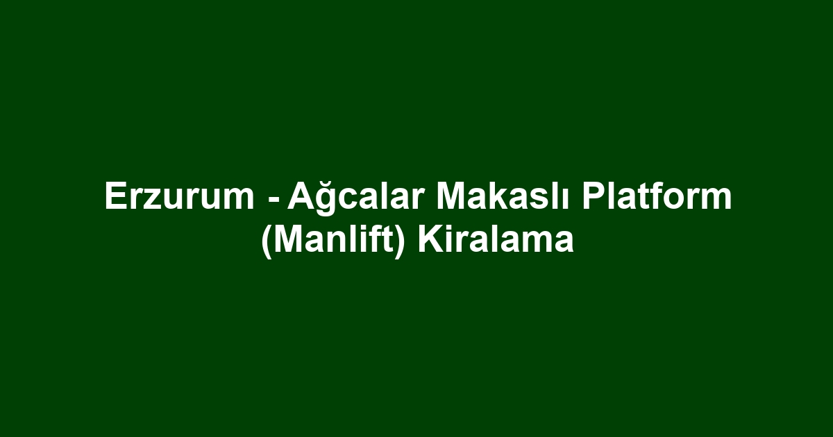 Erzurum - Ağcalar Makaslı Platform (Manlift) Kiralama
