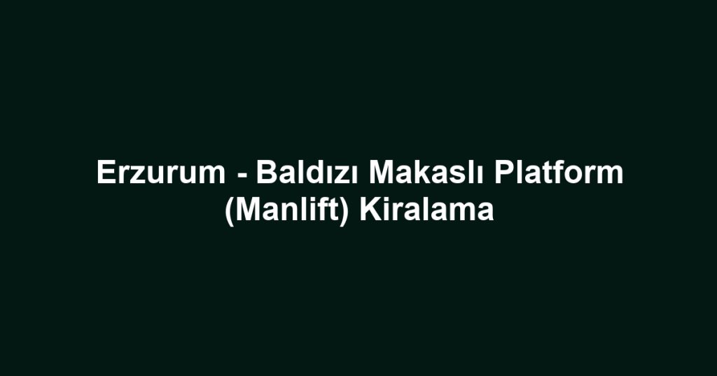 Erzurum - Baldızı Makaslı Platform (Manlift) Kiralama