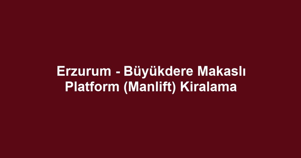 Erzurum - Büyükdere Makaslı Platform (Manlift) Kiralama