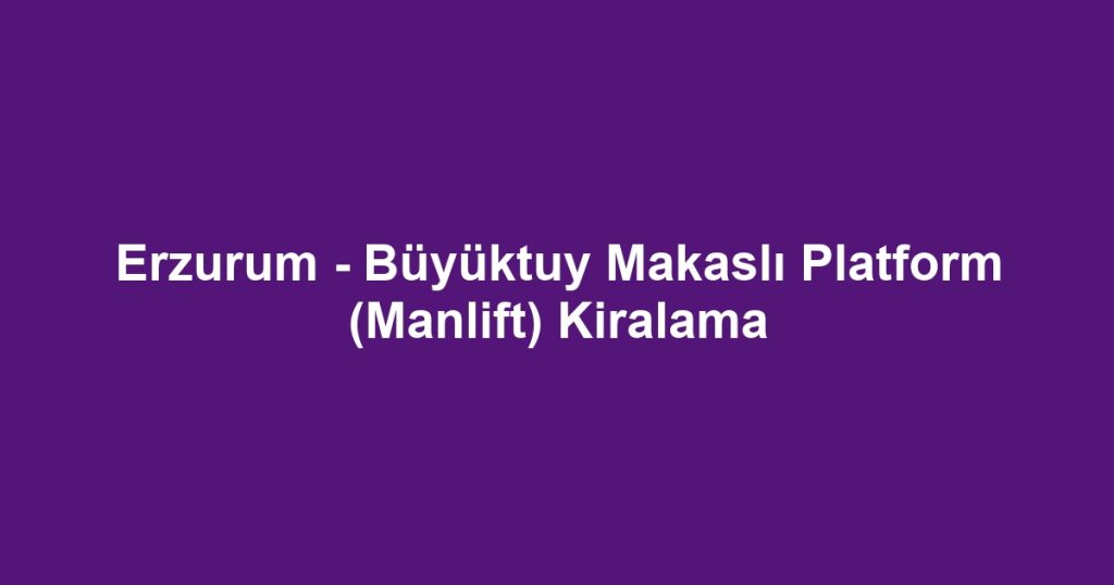Erzurum - Büyüktuy Makaslı Platform (Manlift) Kiralama
