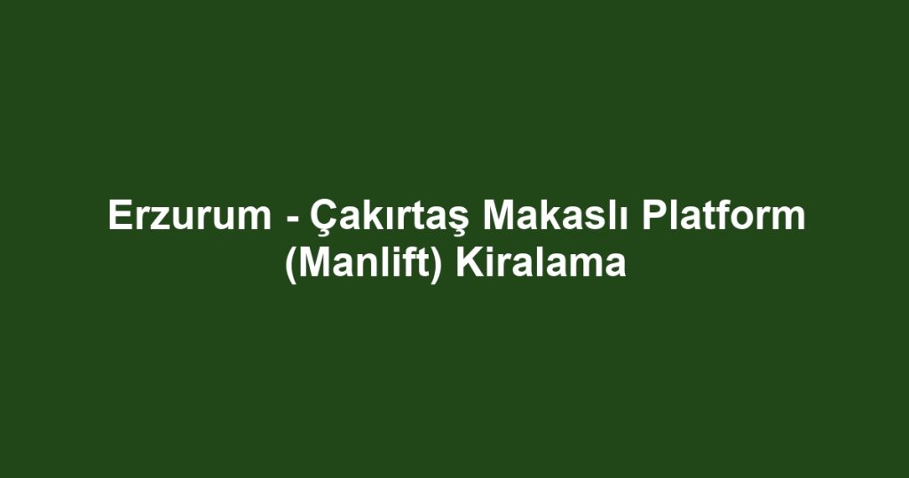 Erzurum - Çakırtaş Makaslı Platform (Manlift) Kiralama