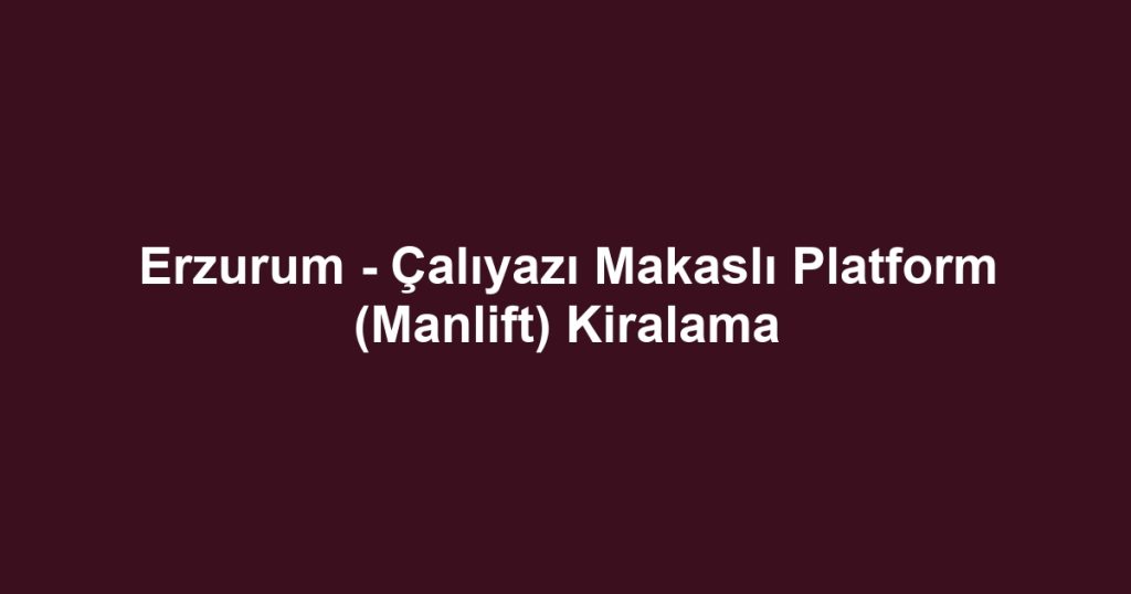 Erzurum - Çalıyazı Makaslı Platform (Manlift) Kiralama