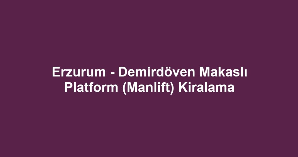 Erzurum - Demirdöven Makaslı Platform (Manlift) Kiralama