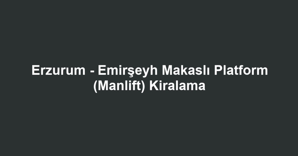 Erzurum - Emirşeyh Makaslı Platform (Manlift) Kiralama