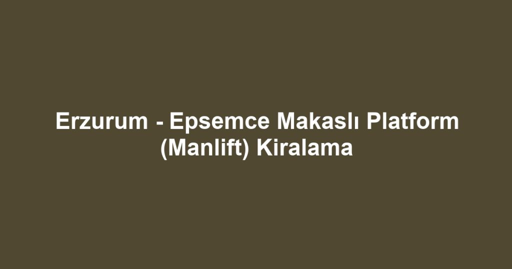 Erzurum - Epsemce Makaslı Platform (Manlift) Kiralama